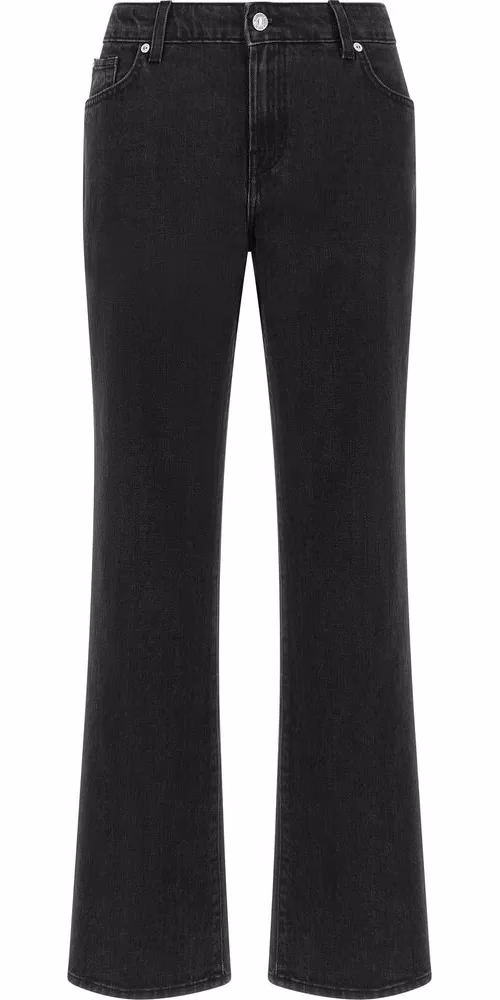 7 For All Mankind Black Cotton Flared Jeans