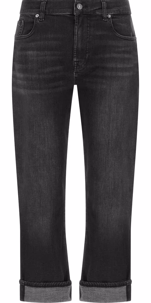 7 For All Mankind Black Cotton Relaxed Fit Jeans