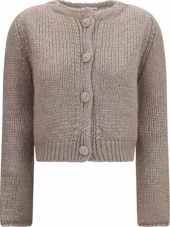 Forte_Forte Beige Silk Cardigan
