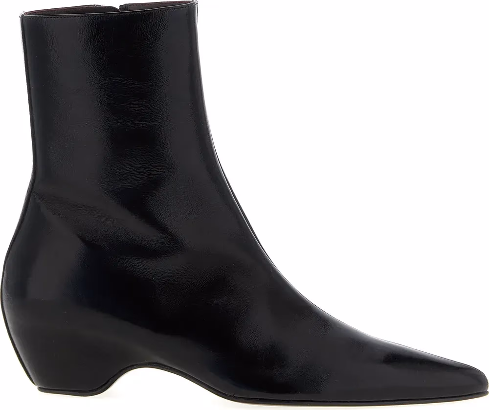 Khaite Black Calfskin Ankle Boots