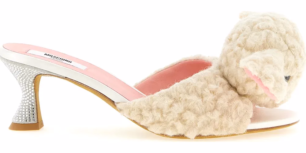 Moschino White Virgin Wool Mules