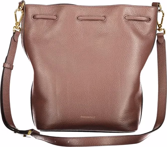Coccinelle Brown Leather Women's Bag with Drawstring Twist Closure and Pocket