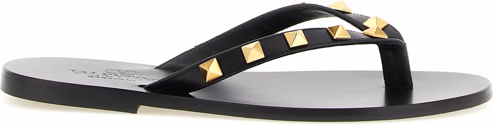 Valentino Garavani Black Calfskin Slides