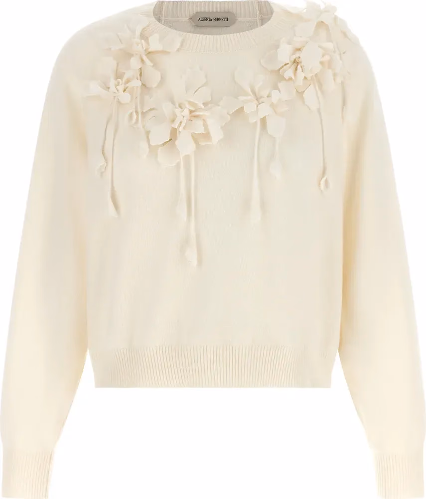 Alberta Ferretti White Virgin Wool Cardigan