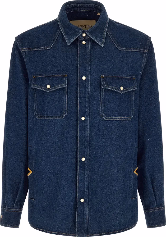 Valentino Garavani Blue Cotton Blouse
