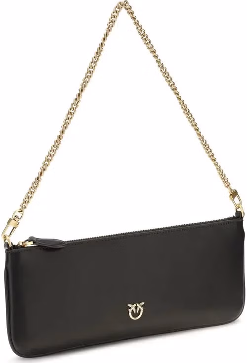 PINKO Black Calf Leather Bos Taurus Shoulder Bag