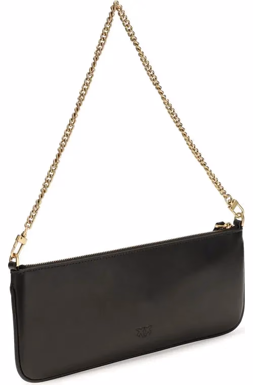 PINKO Black Calf Leather Bos Taurus Shoulder Bag