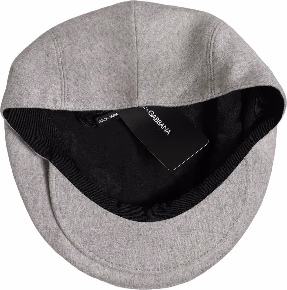 Dolce & Gabbana Men Light Grey Cashmere Newsboy Cabbie Cap Hat