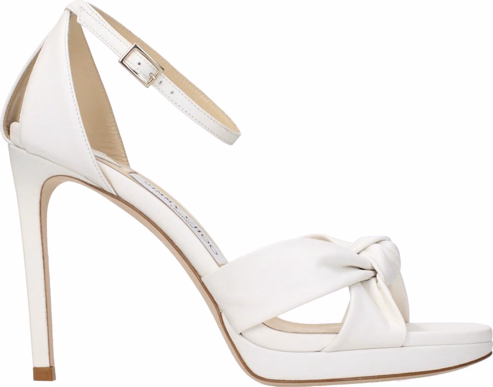 Jimmy Choo White Leather Platform Sandals