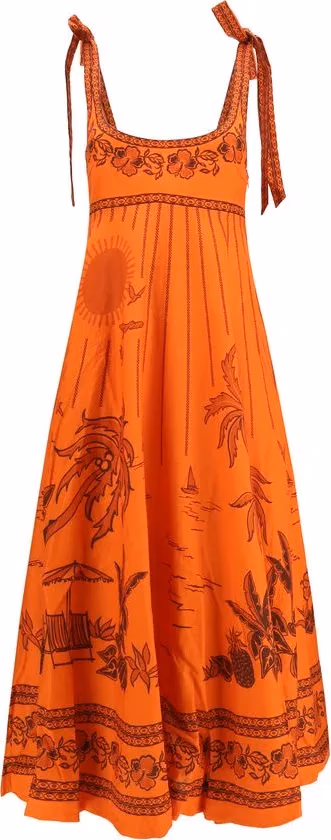 Alemais Orange Linen Casual Dress