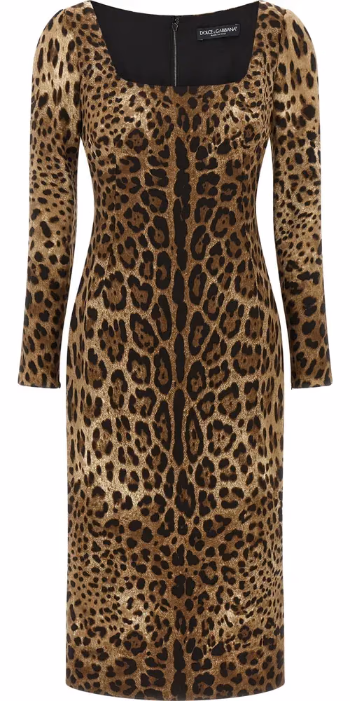 Dolce & Gabbana Brown Viscose Midi Dress