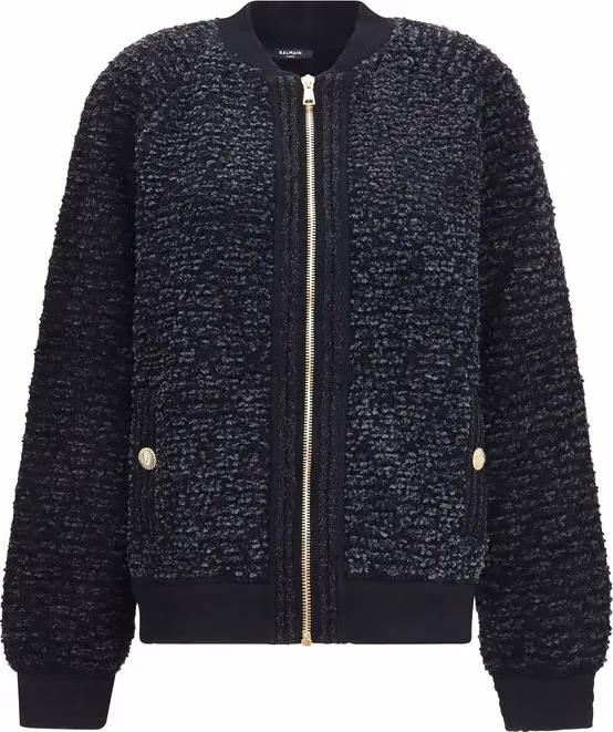 Balmain Black Viscose Bomber