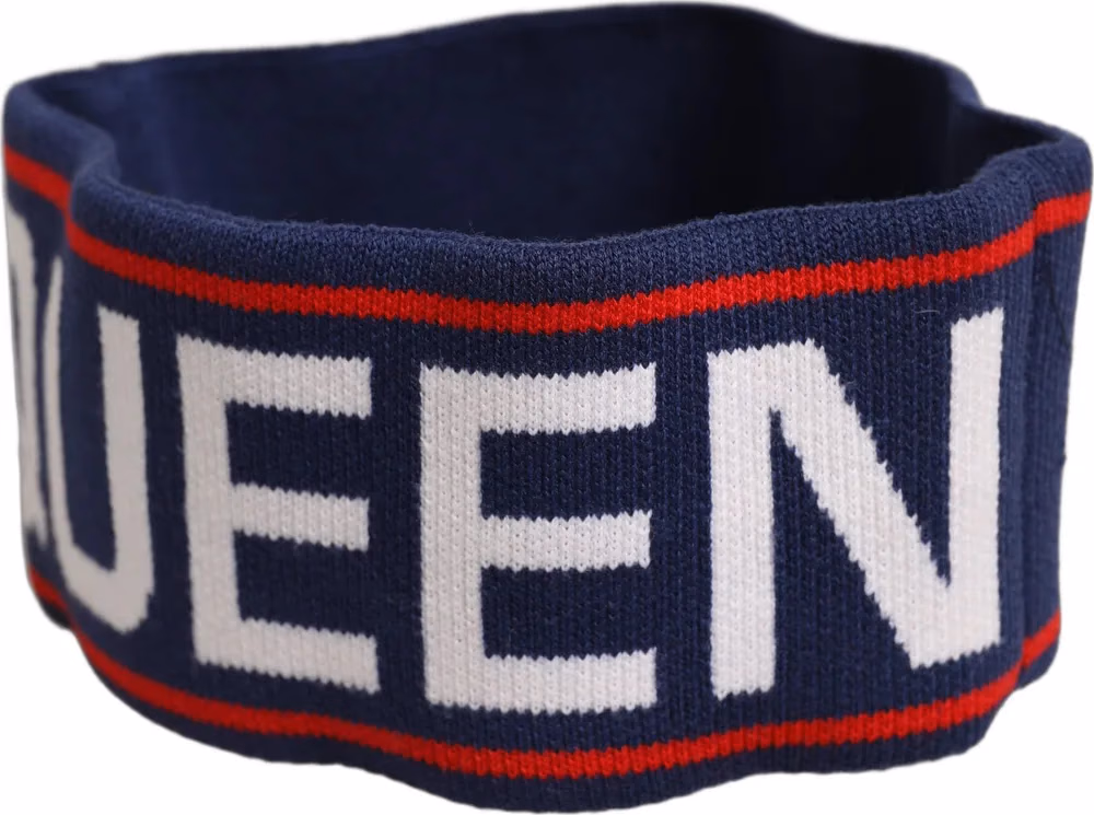 Dolce & Gabbana Navy Blue Wool Knitted D&G Queen Head Band One Size Hat