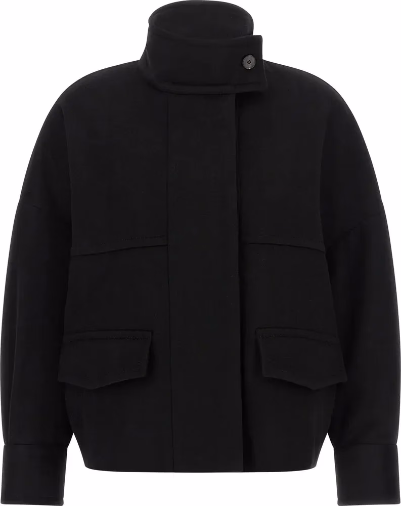 Alberto Biani Black Wool Bomber