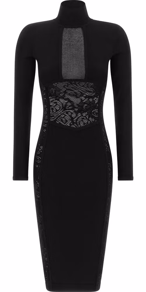 Elisabetta Franchi Black Viscose Midi Dress