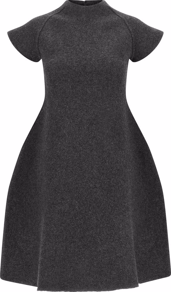 Jil Sander Gray Virgin Wool Midi Dress