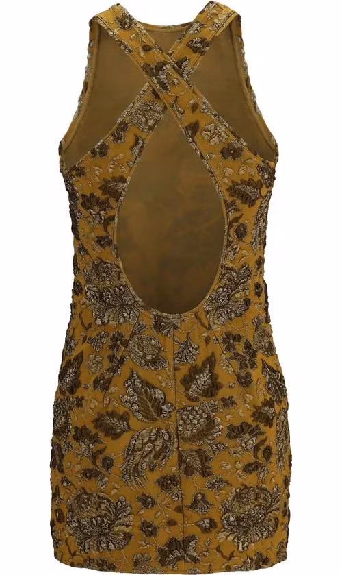 Saint Laurent Brown Polyamide Cocktail Dress