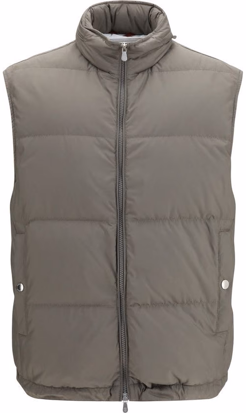 Brunello Cucinelli Gray Polyester Sleeveless Jacket