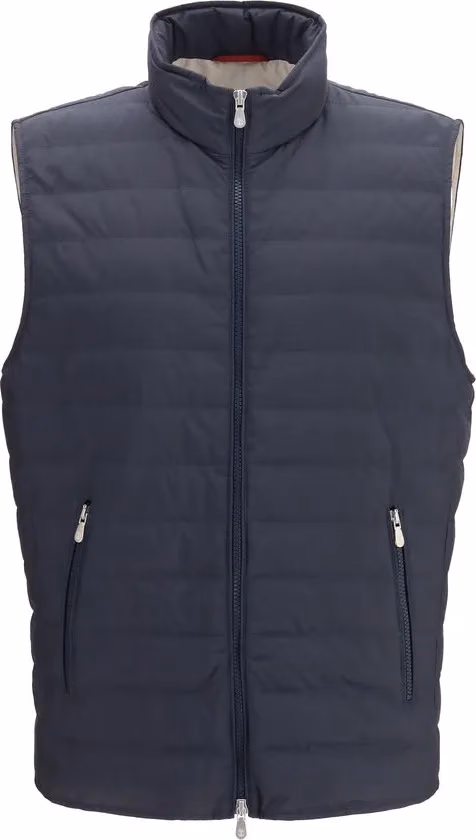 Brunello Cucinelli Blue Polyester Sleeveless Jacket