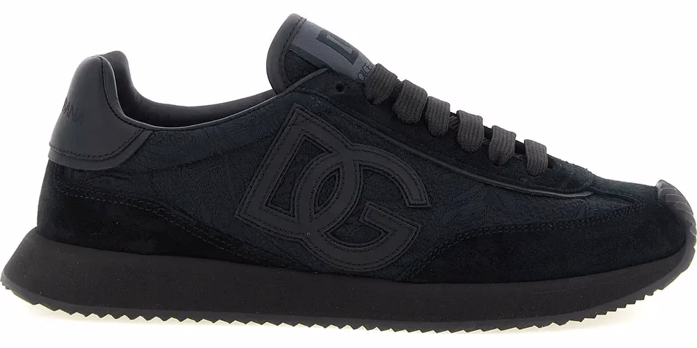 Dolce & Gabbana Black Leather Athletic Sneakers