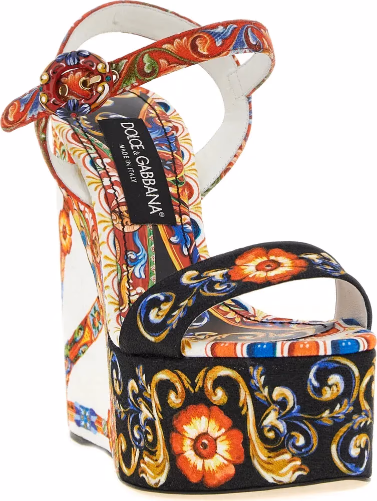 Dolce & Gabbana Multicolor Viscose Wedge Sandals