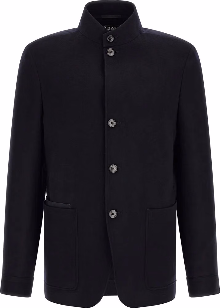 ZEGNA Blue Cashmere Full-Length Jacket