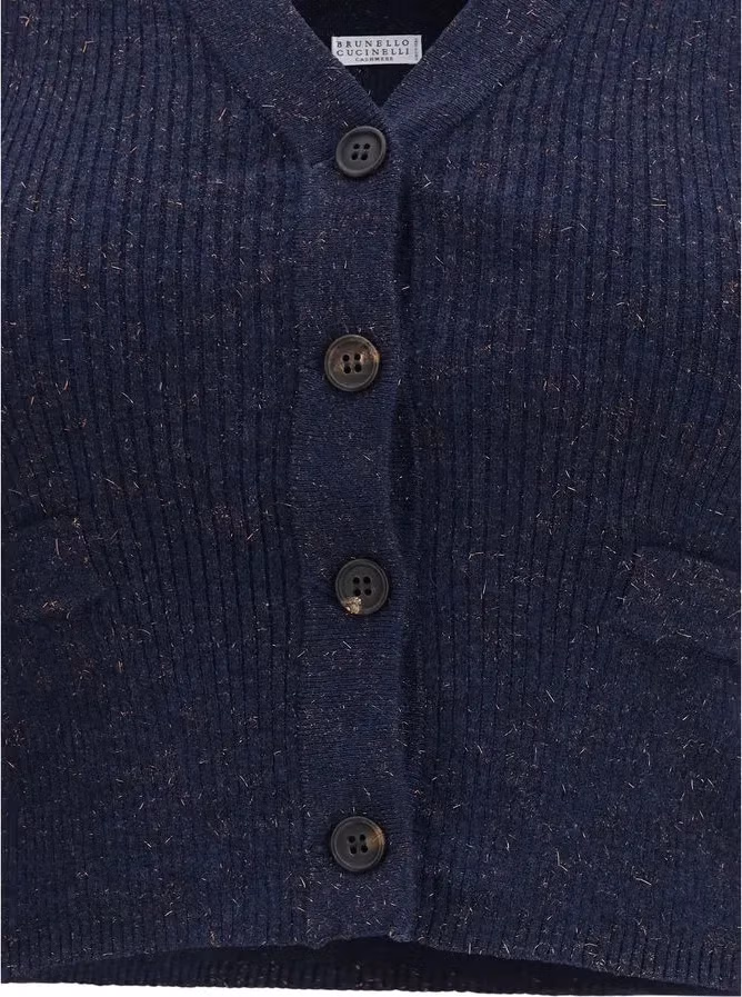 Brunello Cucinelli Blue Cashmere Sleeveles Sweater