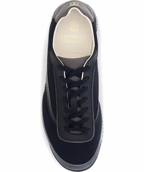Brunello Cucinelli Blue Suede Leather Low Top Sneakers