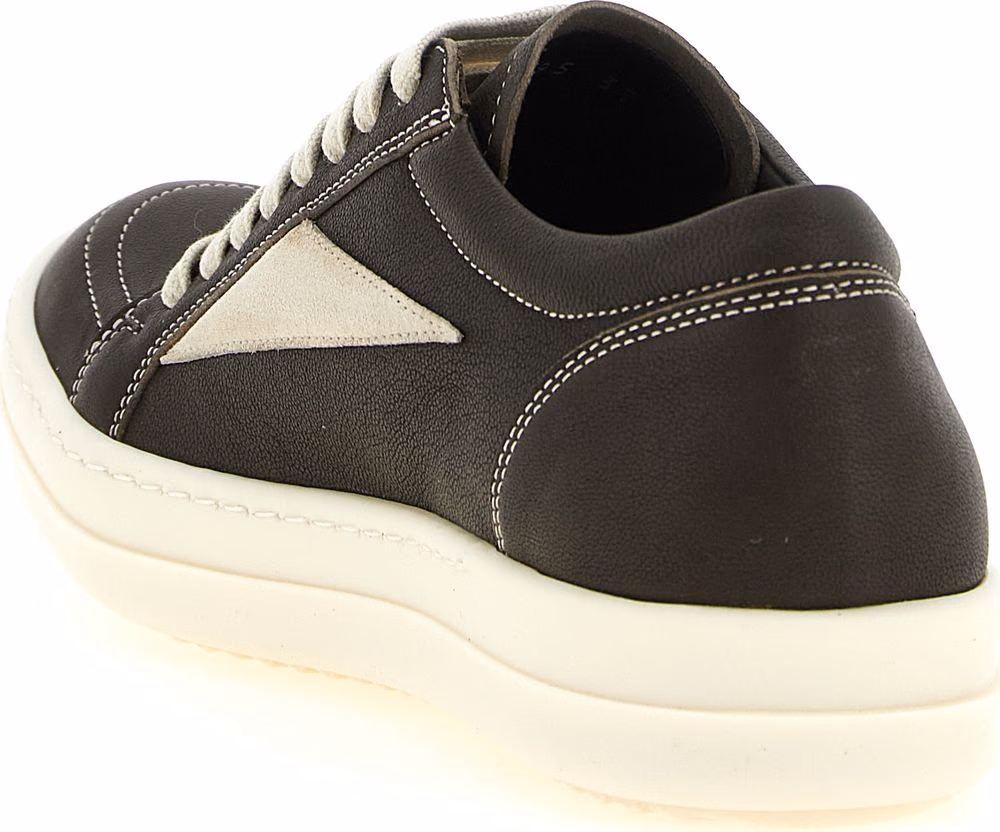 Rick Owens Brown Lamb Leather Low Top Sneakers