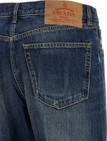 Blue Cotton Straight-Leg Jeans 4