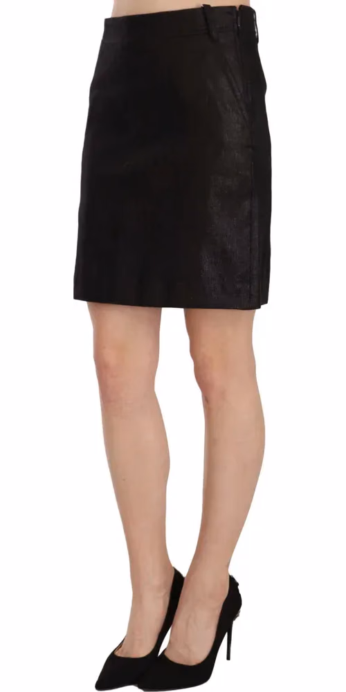 GF Ferre Black High Waist Curdoroy A-line Mini Skirt