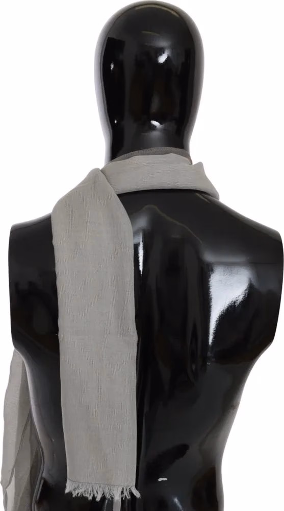 Costume National Gray Fringe Neck Wrap Cotton Scarf