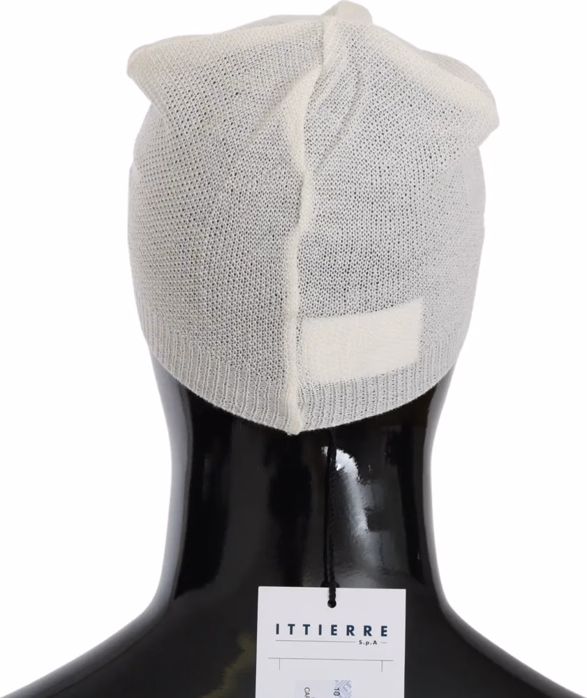 Costume National Beanie White Wool Blend Branded Hat