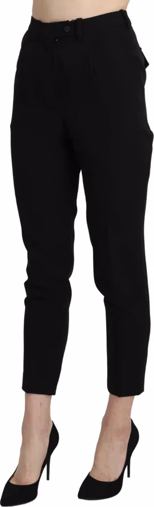 BENCIVENGA Black High Waist Skinny Cropped Dress Trouser Pant