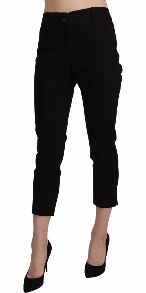 BENCIVENGA Black High Waist Skinny Cropped Dress Trouser Pants