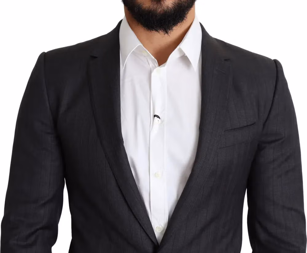 Dolce & Gabbana Dark Gray Wool Single Breasted Coat MARTINI Blazer