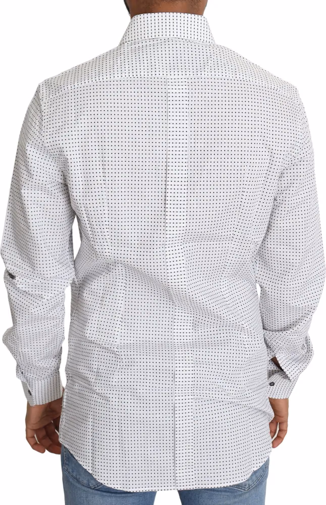 Dolce & Gabbana Black White Polka Dots Dress Shirt