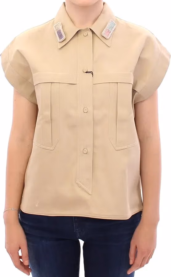Andrea Incontri Beige Sleeveless Blouse Top