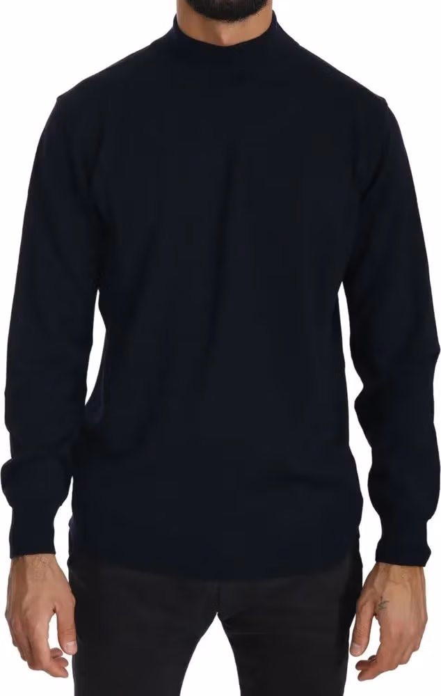MILA SCHÖN Dark Blue Crewneck Pullover 100% Wool Sweater