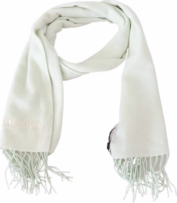 Light Green Pattern Cashmere Unisex Wrap Fringes Scarf