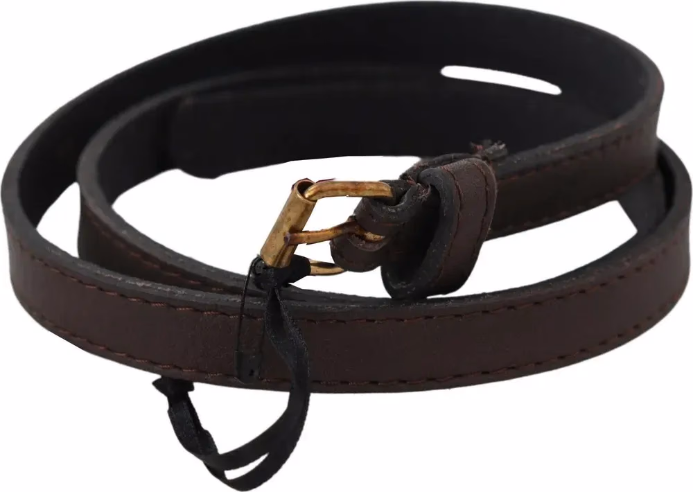 MILA SCHÖN Brown Genuine Leather Skinny Fashion Dark