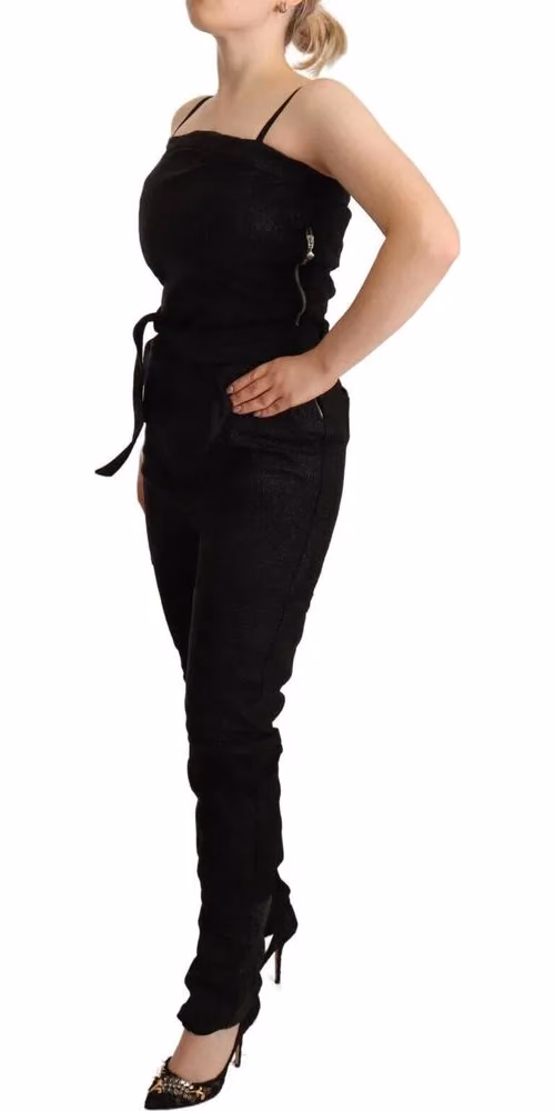La Maison du Couturier Black Spaghetti Strap Jumpsuit Dress