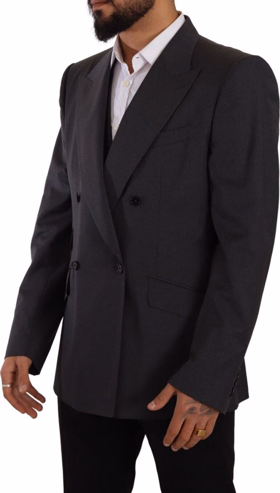 Dolce & Gabbana Gray Double Breasted 2 Piece SICILIA Blazer