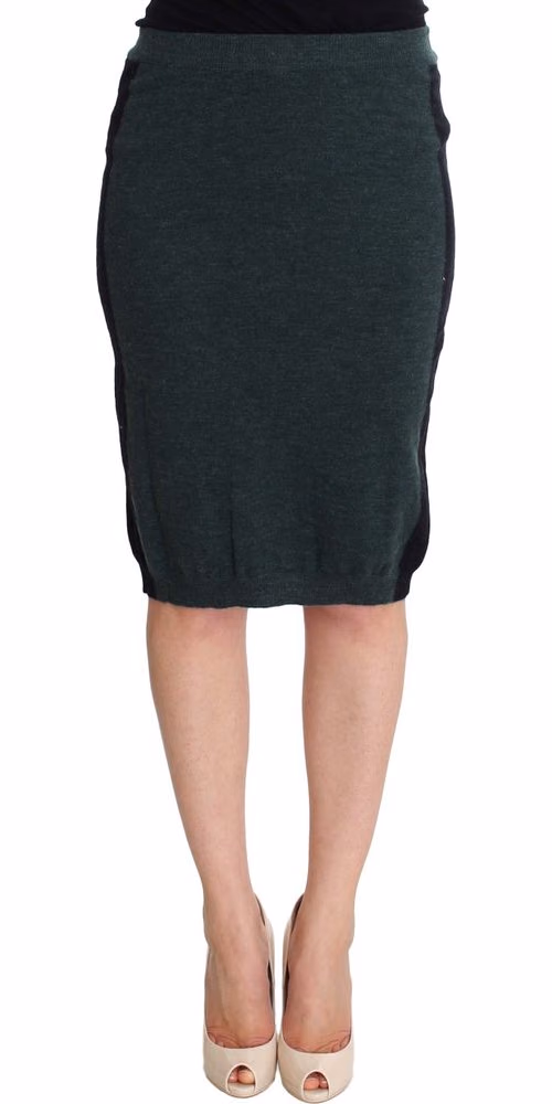 MILA SCHÖN Green Wool Blend Pencil Skirt