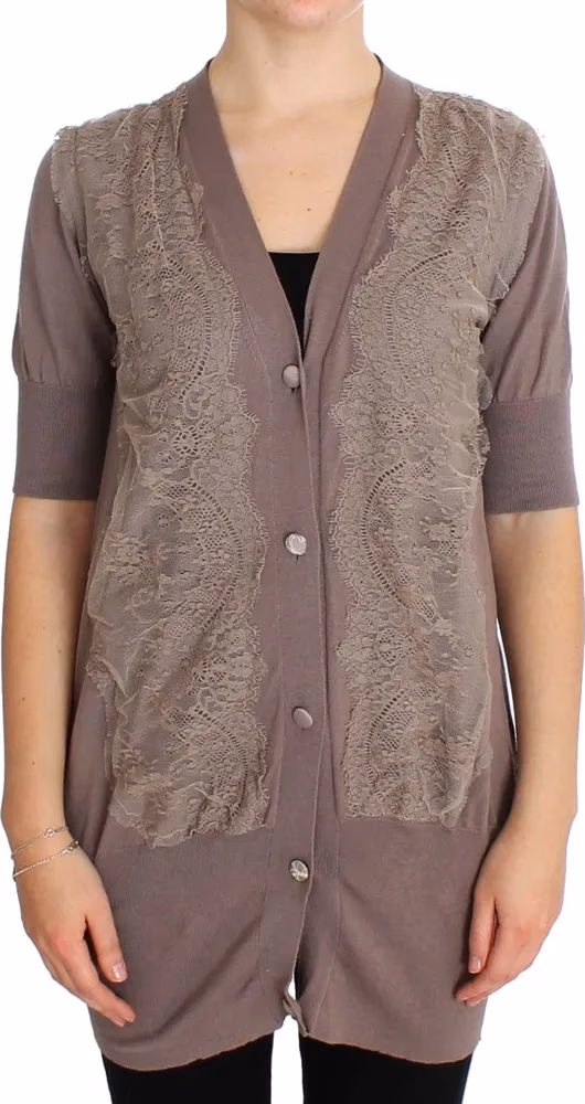 PINK MEMORIES Purple Lace Cotton Cardigan Sweater