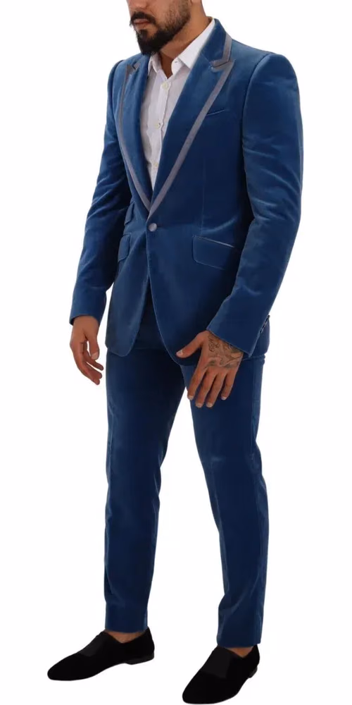 Dolce & Gabbana Blue SICILIA Velvet Slim Fit 2 Piece Suit