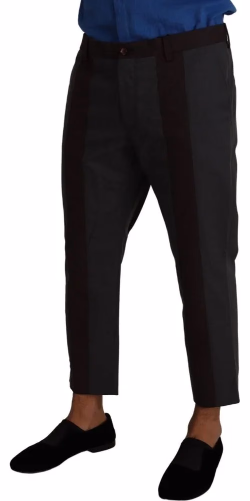 Dolce & Gabbana Gray Bordeaux Striped Cropped Trouser Pants