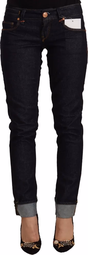 Acht Black Cotton Low Waist Slim Fit Denim Jeans