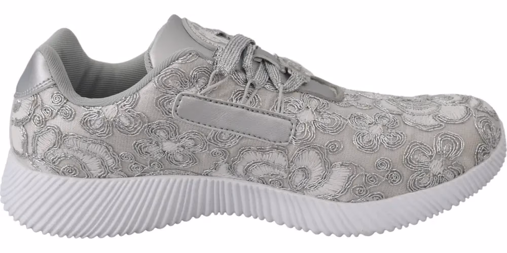Plein Sport Silver Polyester Runner Joice Sneakers Shoes