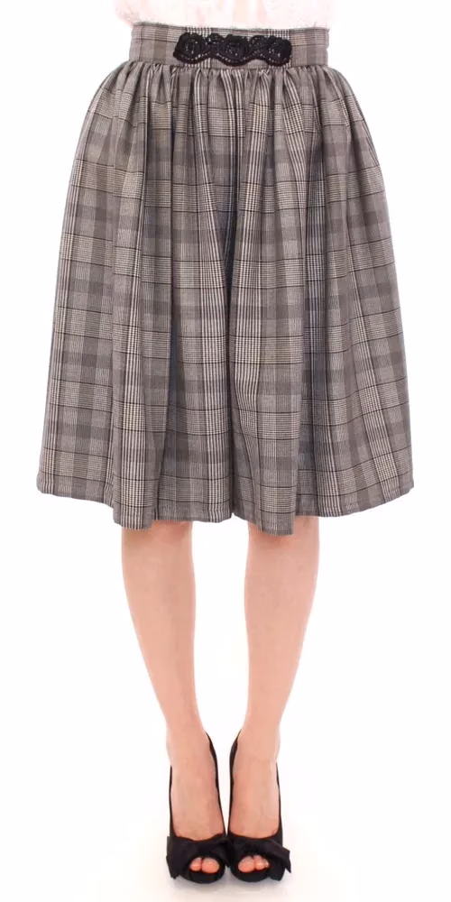 NOEMI ALEMÁN Gray Checkered Wool Shorts Skirt